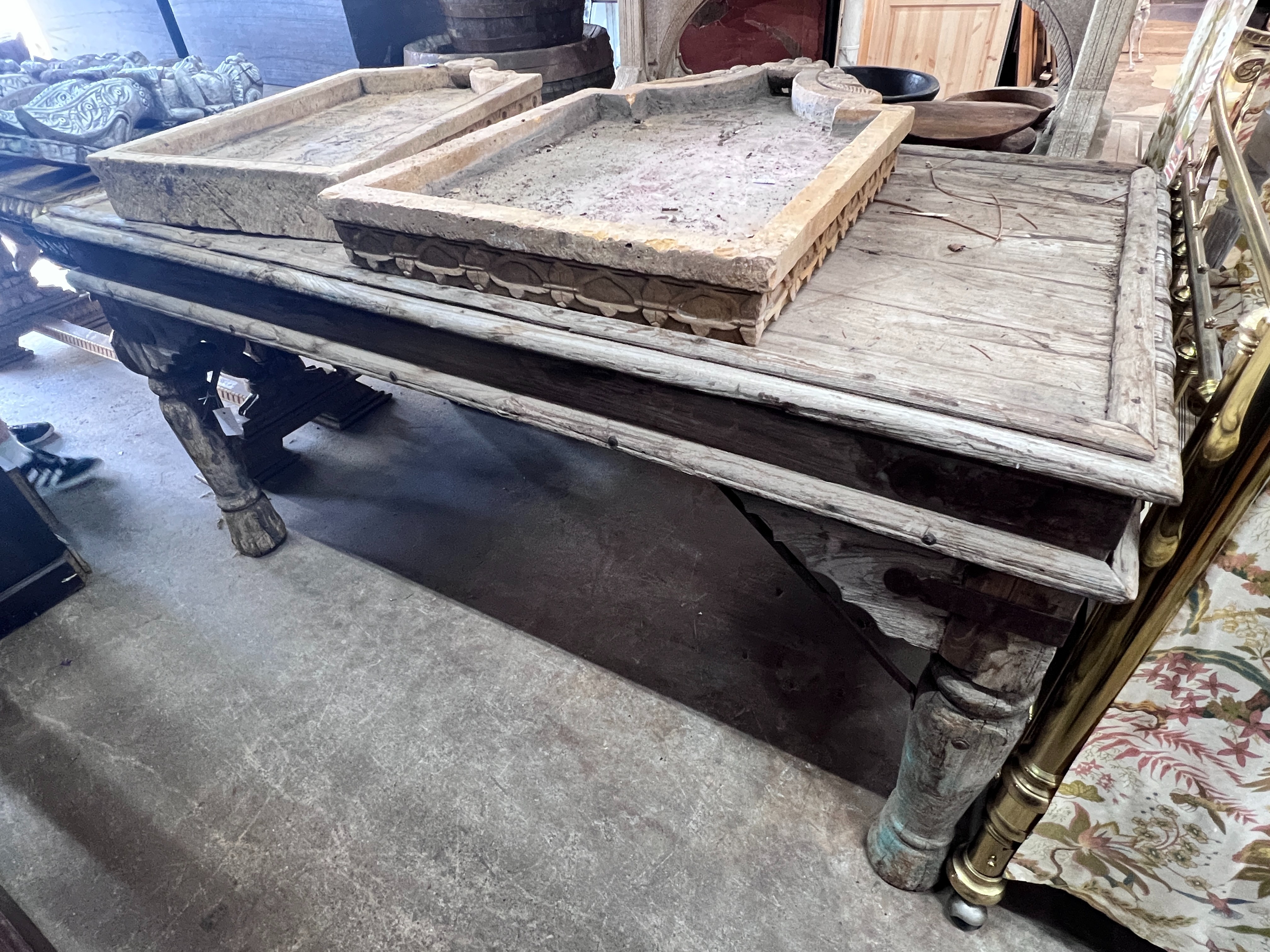 An Indonesian bleached hardwood serving table, length 180cm, depth 96cm, height 87cm